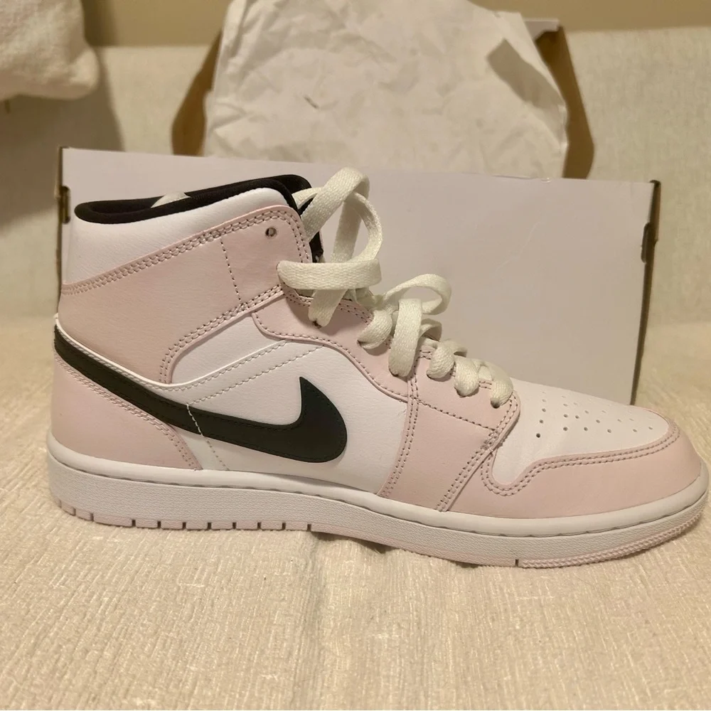 Women’s Nike Air Jordans 1 Mid - Barely Rose - Picture 1 of 13